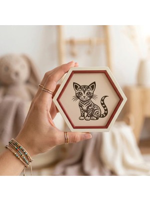 Miawiki Zarif Kedi Silüetli Modern Dekoratif Obje, Hayvanseverler Için Estetik ve Şık Bir Hediye 10X10 cm