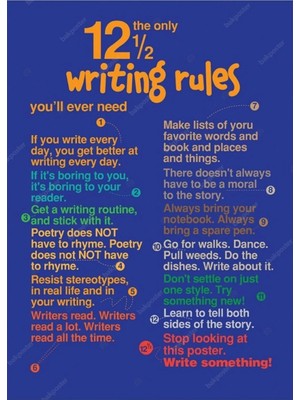 Prime Concept Writing Rules Ingilizce Poster 70X100 cm - Vinil ( Branda )