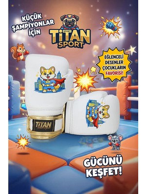 Titan Sport Çocuk Boks Eldiveni Beyaz Süpermen Tilki Model