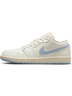 Nike Jordan 1 Low Leather Womens Sneaker Hakiki Deri Kadın Günlük Spor Ayakkabı Krem-Mavi