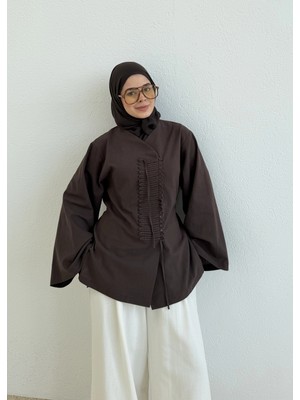Moda Aksa 2058 Minimal Massi Bluz Kahverengi