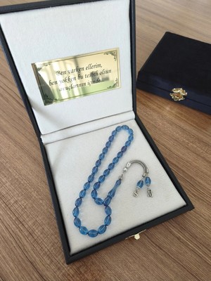 Tesbih Dünyası Isim Not Yazılan Tesbih, Özel Deri Kutulu Tesbih, Harfli Ateş Kehribar Tesbih, Erkek Hediye Tesbih