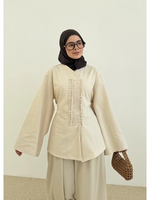 Moda Aksa 2058 Minimal Massi Bluz Naturel