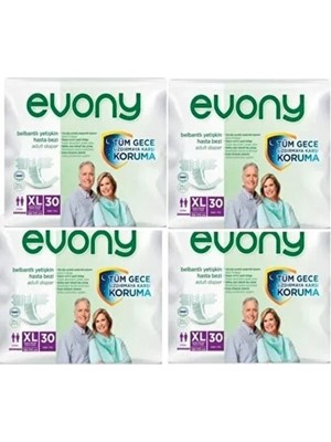 Evony Belbantlı Yetişkin Hasta Bezi Xlarge 120 Adet 4X30 Paket Xl