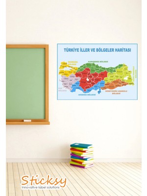 Prime Concept Türkiye Iller ve Bölgeler Haritası 70X100 Kendinden Yapışkanlı Folyo