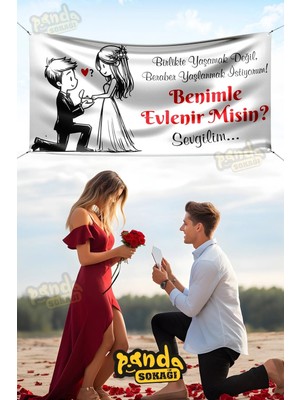Prime Concept Evlilik Teklifi Pankartı, Benimle Evlenir Misin Pankartı, Özel Gün , Evlilik Teklifi 100 x 150 cm