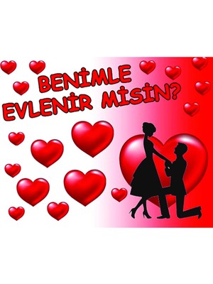 Prime Concept Evlilik Teklifi Afiş Benimle Evlenir Misin Pankart Poster Branda Vinil Afiş 100 x 80 cm