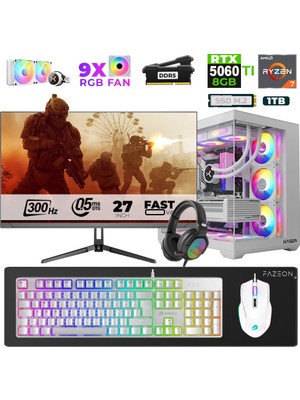 Xaser Star X500 Ryzen 7 7800X3D 16GB Ram 1tb M.2 Nvme SSD 8gb RTX5060TI 27" 300Hz Oyuncu Bilgisayarı