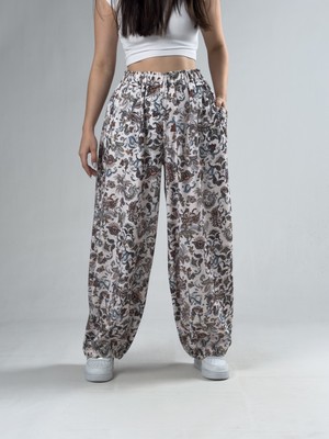 Cocopelli Çiçek Desenli Kadın Oversize Pantolon COC3169