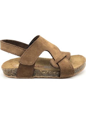Nubebe -281 Mantar Taban Çapraz Bantlı Deri Sandalet