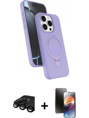Marsilyan™- iPhone 15 Pro Max Kılıf Iz Işık Koleksiyonu - Siyah 3D Antistatik Mat Seramik Nano Ekran Koruyucu + Raze Metal Kamera Lens - Sh