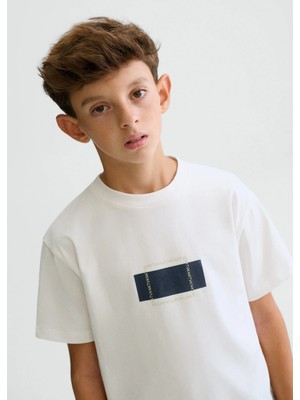 Mayoral Erkek Çocuk Baskılı Tshirt Beyaz