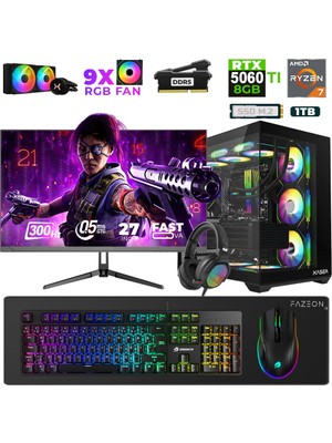 Xaser Star X510 Ryzen 7 7800X3D 32GB Ram 1tb M.2 Nvme SSD 8gb RTX5060TI 27" 300Hz Oyuncu Bilgisayarı