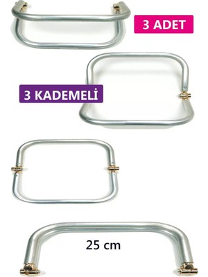 Royaleks 3 Kademeli Gizli Metal Mango Çanta Bursu – 3 Adet - 25 cm - Metal Çanta Aparatı