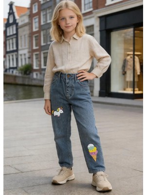 Kaizer Jeans Mavi Dondurma Desenli Çocuk Pantolonu