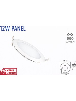 Lampist 12W Sıva Altı Slim Panel LED 3000K (Beyaz Kasa)