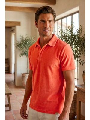 Katia & Bony Erkek Polo Yaka Havlu T-Shirt Mercan