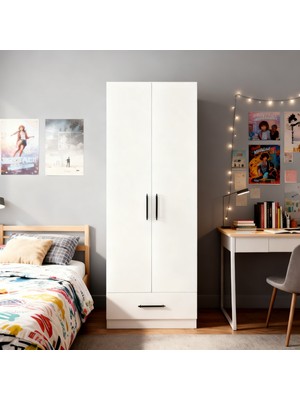 Moduleva 2 Kapaklı Çekmeli Elbise Dolabı / Gardırop