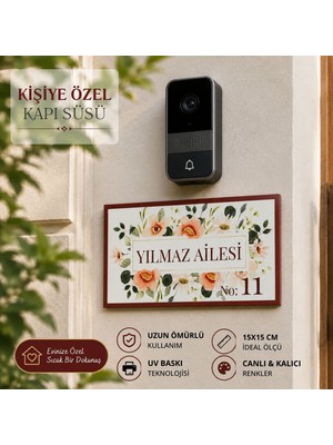 Hippodeco Kişiye Özel Uv Baskı Kapı Süsü – Aile Isimli Kapı Tabelası (25X20 Cm)