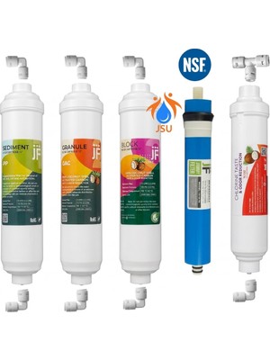 JSU Oxygen Water Cihazı 5 Kademeli Su Arıtma Bakım Seti - Coconut Karbon + 80 GPD RO Membran