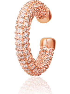 Emiliano Jewellery Zirkon Taşlı Rose Altın Kaplamalı Kıkırdak Gümüş Küpe