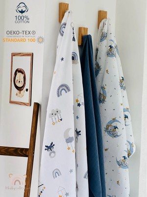 Ft Baby Collection Pamuk Müslin Bebek Battaniyesi 3'Lü Set  Müslın Örtü 80  x  90 Cm