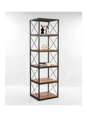 Vivense Geta Metal Kitaplık, 5 Raflı, Barok Ceviz