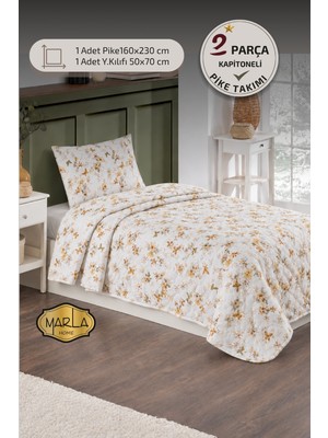 Marla Home Tek Kişilik Pike Takımı | 160X230 cm | Çok Amaçlı Yatak Örtüsü & Battaniye
