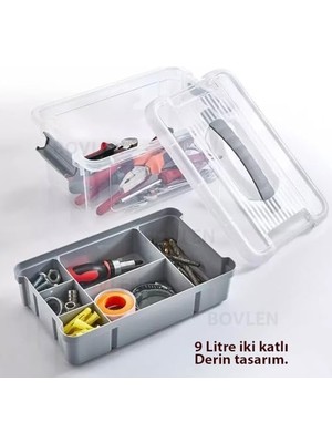 Esranın Dünyası Büyük Boy Bölmeli Organizer Kutu 16 Litre - Şeffaf Tasarım Saklama Kabı - Ev Araba Saklama Kutusu - Ev Banyo Düzenleyici, Dolap Düzenleyici, Saklama, Kutu, Organizer (16 Litre)
