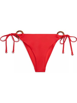 Tommy Hilfiger Kadın Yanlardan Bağlamalı ve Kaplumbağa Kabuğu Desenli Turuncu Bikini Altı UW0UW06389-SNE