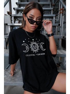 Meks Unisex Baskılı Oversize T-Shirt - Siyah
