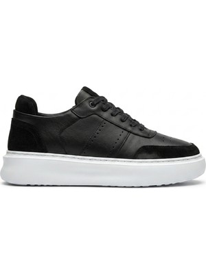 Martinetto % 100 Hakiki Deri Sneaker Siyah Süet Detaylı Erkek Ayakkabı MRT28042026