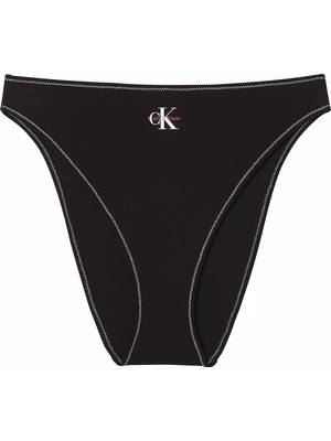 Calvin Klein Kadın Logo Baskılı Yüksek Kesimli Ck Logolu Dikiş Detaylı Siyah Bikini Altı LV00Q61147-UB1
