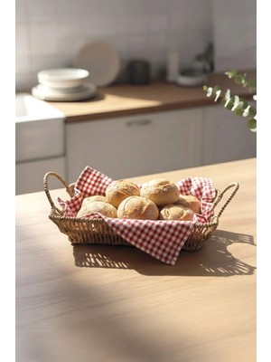 Kitchen Life Surrèel Hasır Görünümlü Kulplu Ekmeklik Sepeti - Sebzelik Meyvelik Sunumluk ve
