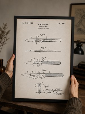 Pegziz Cerrahi Alet Patent Teknik Çizim Tablosu Tıp Duvar Dekor Tablo
