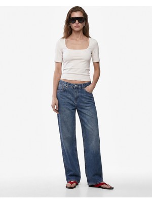 Koton Pamuklu Slim Fit Kısa Kollu Kare Yaka Tişört