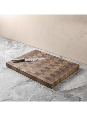 Halohope End Grain Ceviz El Yapımı Ahşap Kesme Tahtası | Sunum, Servis ve Dekoratif Kullanım, Medıum