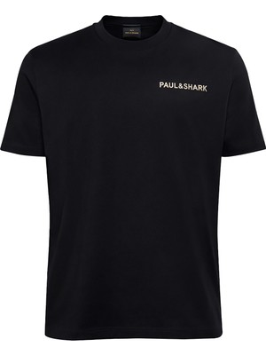 Paul & Shark Erkek Kısa Kol Bisiklet Yaka Rahat Kesim Siyah T-Shirt 26411010A-011