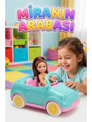 Farbu Oyuncak Mini Arabalı Mira Bebek! 16CM Arabalı Köpekli Sevimli Bebek Figürlü Eğlenceli Oyuncak Seti