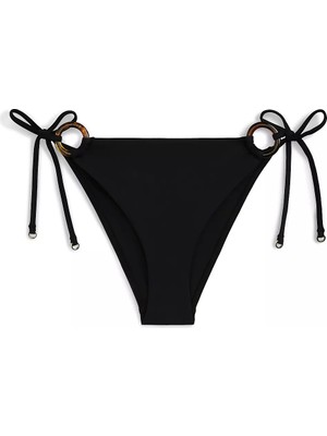Tommy Hilfiger Kadın Yanlardan Bağlamalı ve Kaplumbağa Kabuğu Desenli Siyah Bikini Altı UW0UW06389-BEH