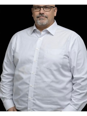 Büyük Beden 2xl.3xl.4xl.5xl Rahat Kalıp Cepli Uzun Kol Baba Gömleği -Beyaz