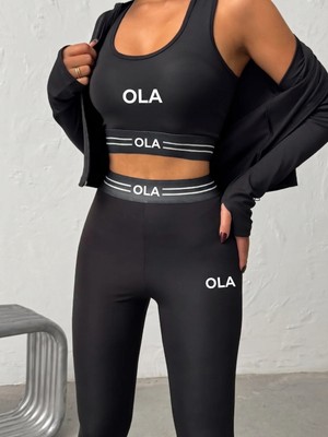 Trend Butik Burada Kadın 3'lü Spor Takımı - Fermuarlı Crop Ceket, Büstiyer ve Yüksek Bel Toparlayıcı Tayt Seti