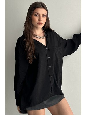 Moda Armanc Kadın Oversize Kahverengi Gömlek Uzun Kollu Basic Günlük - Modal Kumaş Casual Gömlek