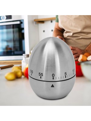 Hephaistoss Paslanmaz Çelik Yumurta Tasarımlı Timer Mekanik Mutfak Zamanlayıcı 60 Dakikalık Hassas Geri Sayım, Şık ve Dayanıklı Timer Kronometre (Fırın, Yemek ve Pişirme Için Ideal)