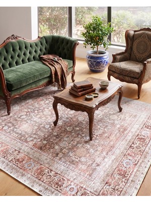 Pera Halı Eskitme Dokulu Kiremit ve Toprak Tonlu Vintage Halı - AR860TT
