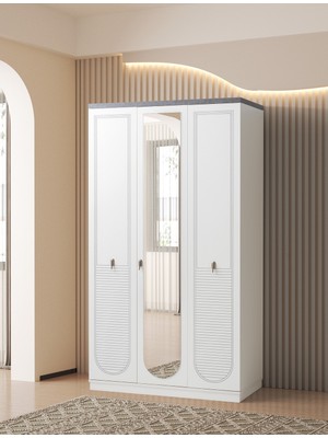 Erezoğulları Mobilya Irem 3 Kapaklı Çekmeceli Gardrop 120X60X215CM