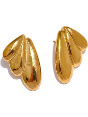 New Obsessions Yarı Kanat Gold Çelik Kadın Küpe