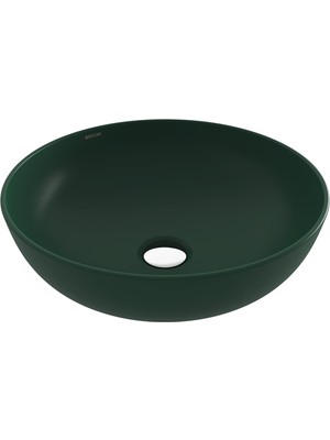 Bocchı Bocchi Sottile Slim Line Tezgah Üstü Yuvarlak 38CM. Siğ Lavabo - Mat Yeşi̇l - 1494-027-0125