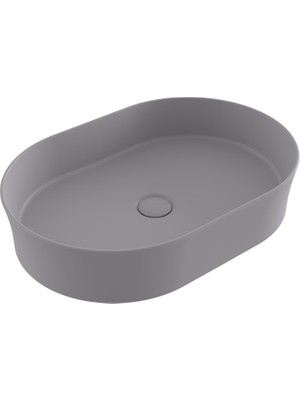 Bocchı Bocchi Sottile Slim Line Tezgah Üstü Eli̇ps 55X38CM. Lavabo - Mat Gri̇ - 1521-006-0125