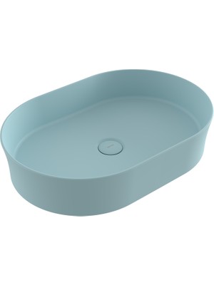 Bocchı Bocchi Sottile Slim Line Tezgah Üstü Eli̇ps 55X38CM. Lavabo - Mat Buz Mavi̇si̇ - 1521-029-0125